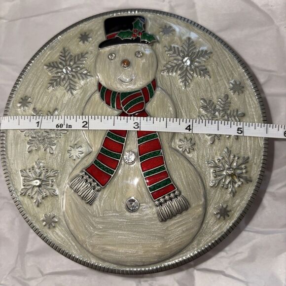 Olivia & Gracie Christmas Snowman Metal/Enamel Jewelry Trinket Box with Mirror - Picture 7 of 7